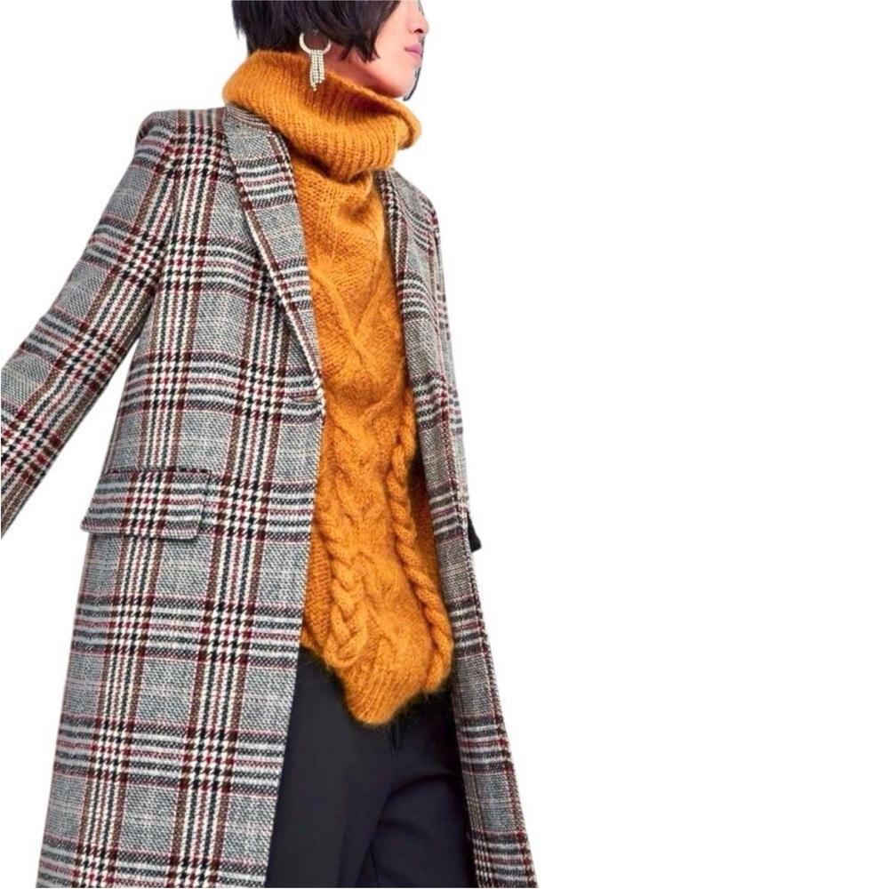 ZARA Wool checked plaid Coat